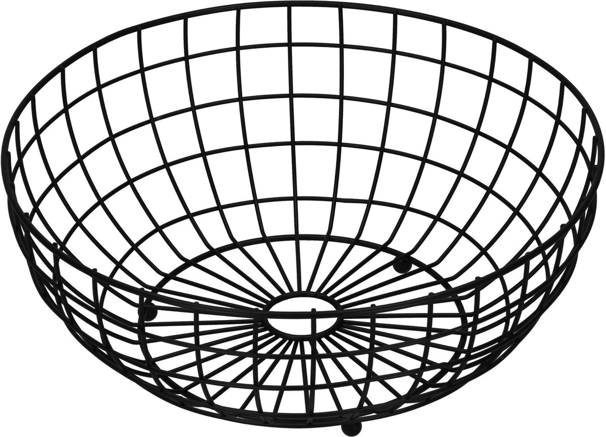 Springos Fruitmand - Metalen Mand - Zwart - 28x11 cm