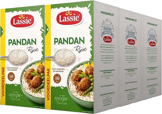 Lassie Pandanrijst Voordeelverpakking - 6 x 750 Gram Multipack Pandan Rijst - Thaise Jasmijnrijst - Fragrant Rijst - Zachte en Volle Smaak - 10 Minuten Koken - Glutenvrij