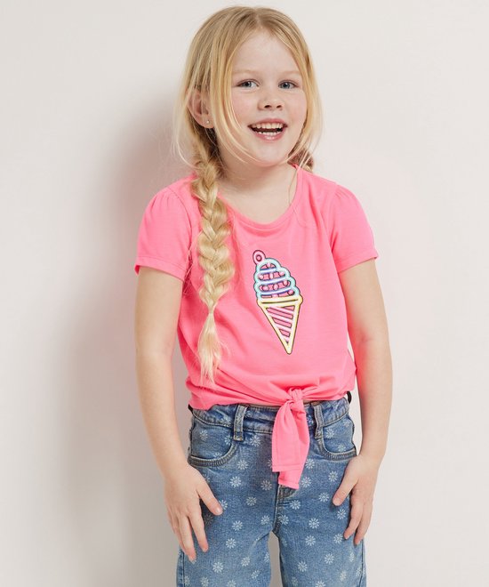 TerStal Meisjes / Kinderen Europe Kids Knoop T-shirt Met Fotoprint Roze In Maat 92