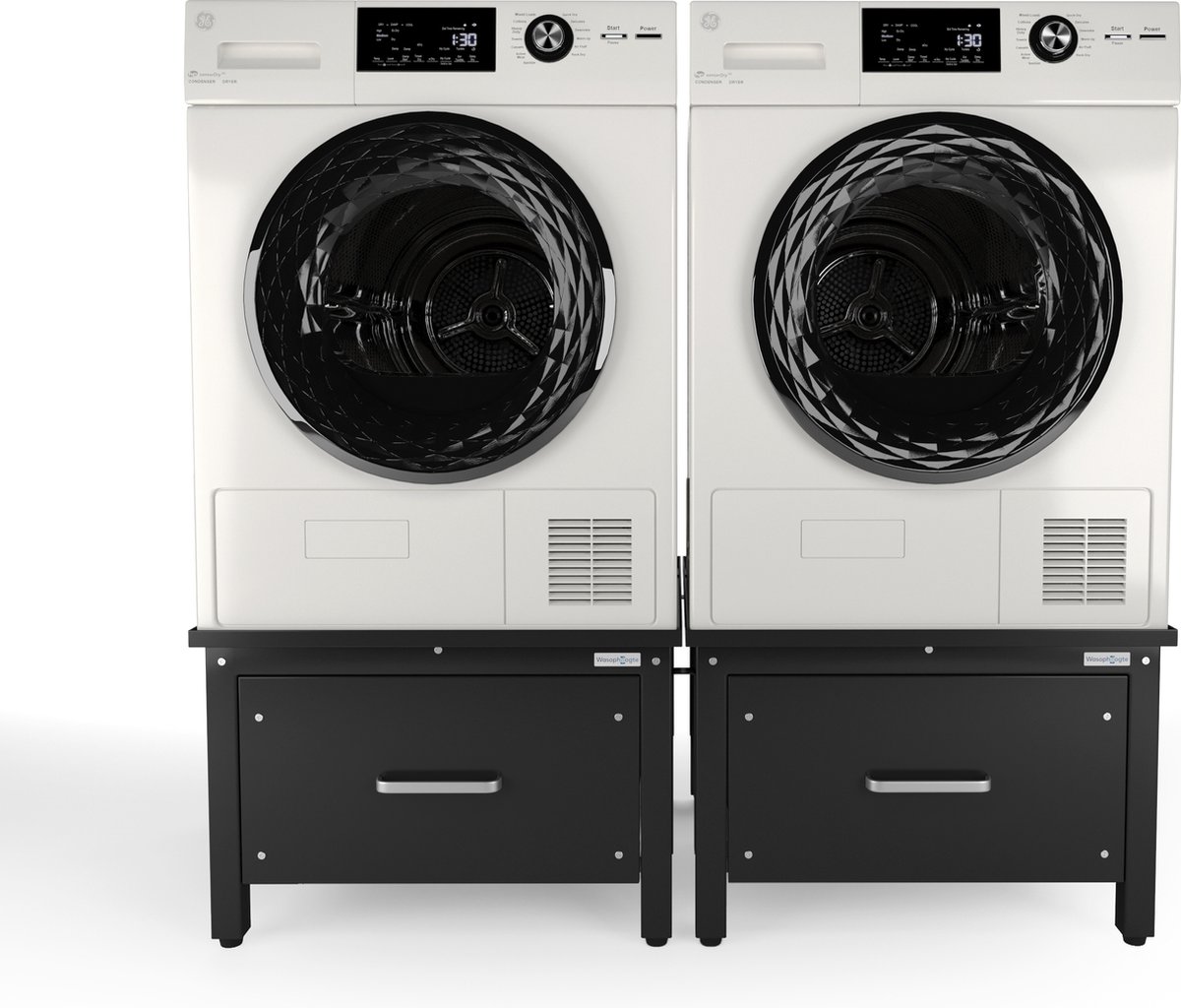 Wasophoogte® Wasmachine verhoger met lade - Wasmachine opbouwmeubel - Wasmachine sokkel - 42cm hoog - Zwart - Universeel - Dubbel - Inclusief Lekbak thumbnail 5