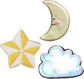 3-Piece Twinkle Little Star Cookie Cutter Set with Recipe Booklet, Star, Moon