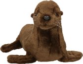 Uni Toys Knuffeldier Zeeleeuw - zachte pluche stof - bruin - 20 cm - zeedieren speelgoed