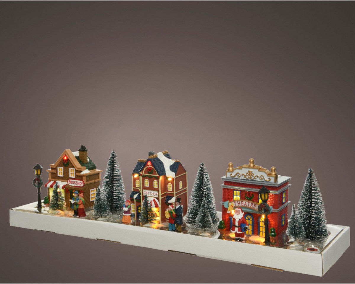 Kerstdorp - 17-delige set - met huisjes, figuren en verlichting - kerstdorpje huisjes en accessoires – foto 4