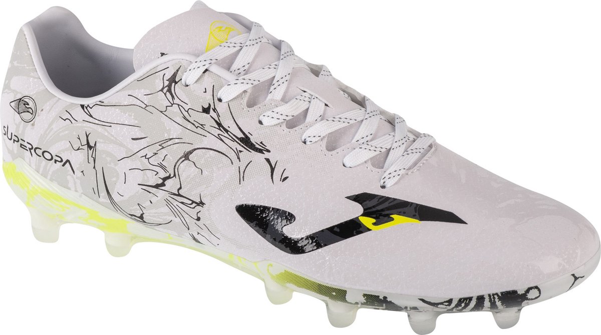 Witte Joma Super Copa 2402 FG voetbalschoen voor mannen, maat 41, met synthetisch leren bovenwerk en opvallend design.