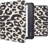 iMoshion Ereader Cover / Hoesje Geschikt voor Kobo Libra 2 / Tolino Vision 6 - iMoshion Design Slim Hard Case Sleepcover Bookcase met stand - Leopard