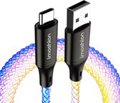 iMoshion USB C naar USB A Kabel - 1 meter - RGB Snellader - Oplaadkabel - Aluminium - Meerkleurig