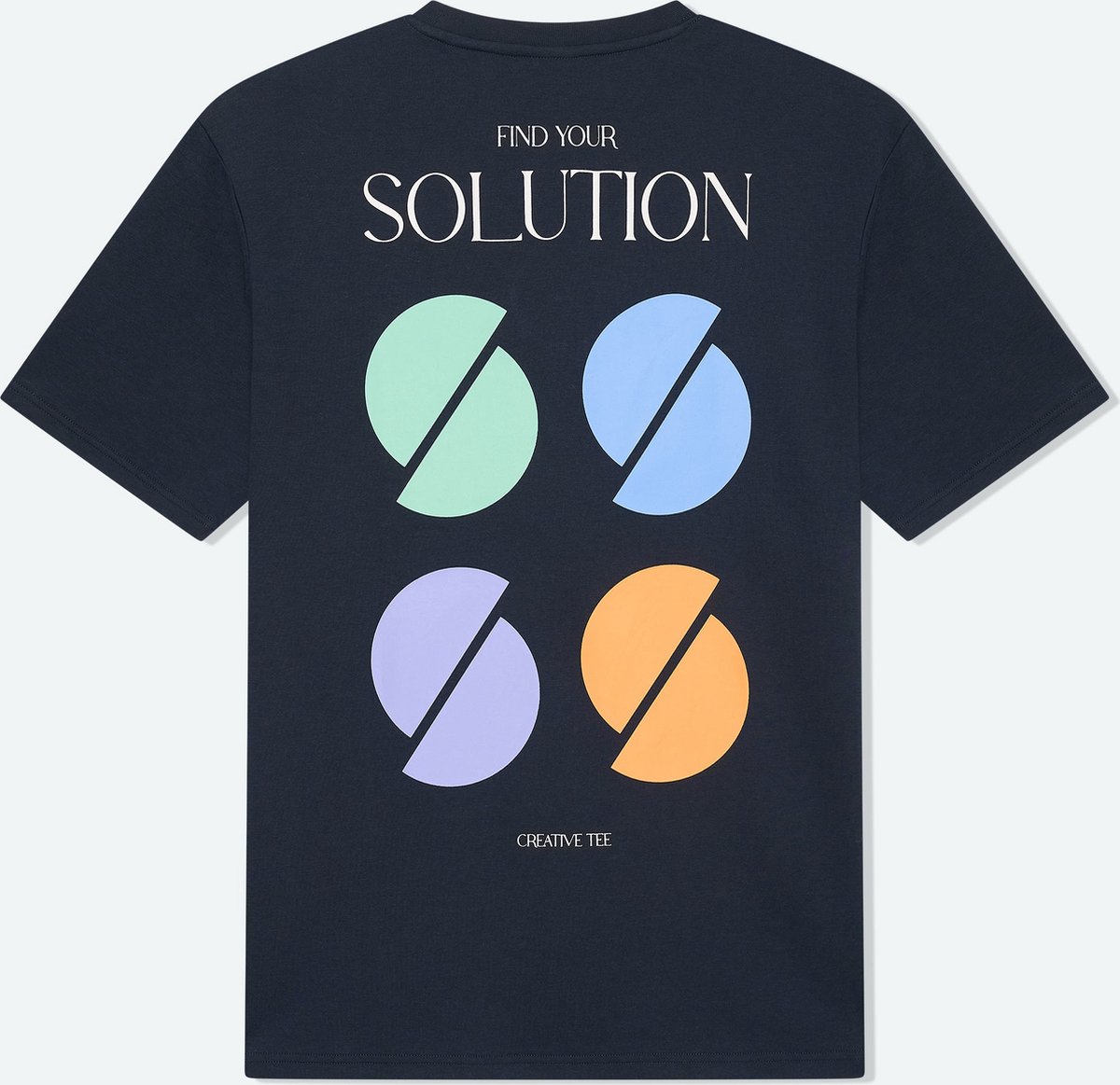 Solution Clothing Creative - Casual T-shirt met Print - Lang - Korte Mouwen - Volwassenen - Heren - Mannen - Navy - L - L - Solution Clothing