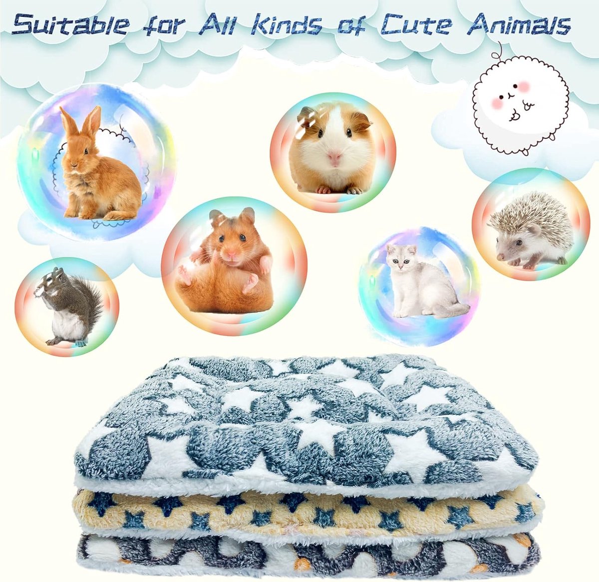3-pack klein dier pluche bed met stofpan en bezem - 50* 40* 3 cm, warme zachte fleece cavia beddengoed mat voor kooi accessoires voor konijn konijn konijn chinchilla eekhoorn egel hamster