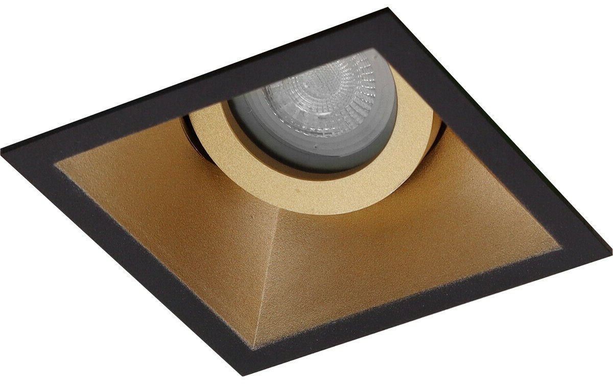 Premium platte Inbouwspot Rafael Goud, Zwart Verdiepte vierkante spot Extra Warm Wit (2700K) Met Integral LED