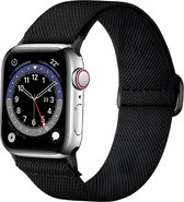 MMOBIEL Rekbaar Solo Loop Horlogebandje Geschikt voor Apple Watch Bandjes 42mm 44mm 45mm 49mm - Nylon Vervangende Band Geschikt voor iWatch Ultra / 2 SE, Series 9 8 7 6 5 4 3 2 1 - Zwart