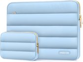 Laptophoes 13.3 inch - Licht blauw - 2-delige laptoptas met kleine opbergtas - 36 x 25 cm - Laptop sleeve - Laptopcover - Kleine tas voor accessoires - Gouden hardware - 13 inch - 2 stuks