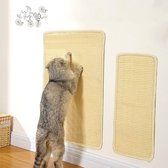 2 stuks krabmat voor katten, 60 x 40 cm en 50 x 25 cm, antislip, natuurlijke robuuste sisalmat, beschermt tapijten en banken