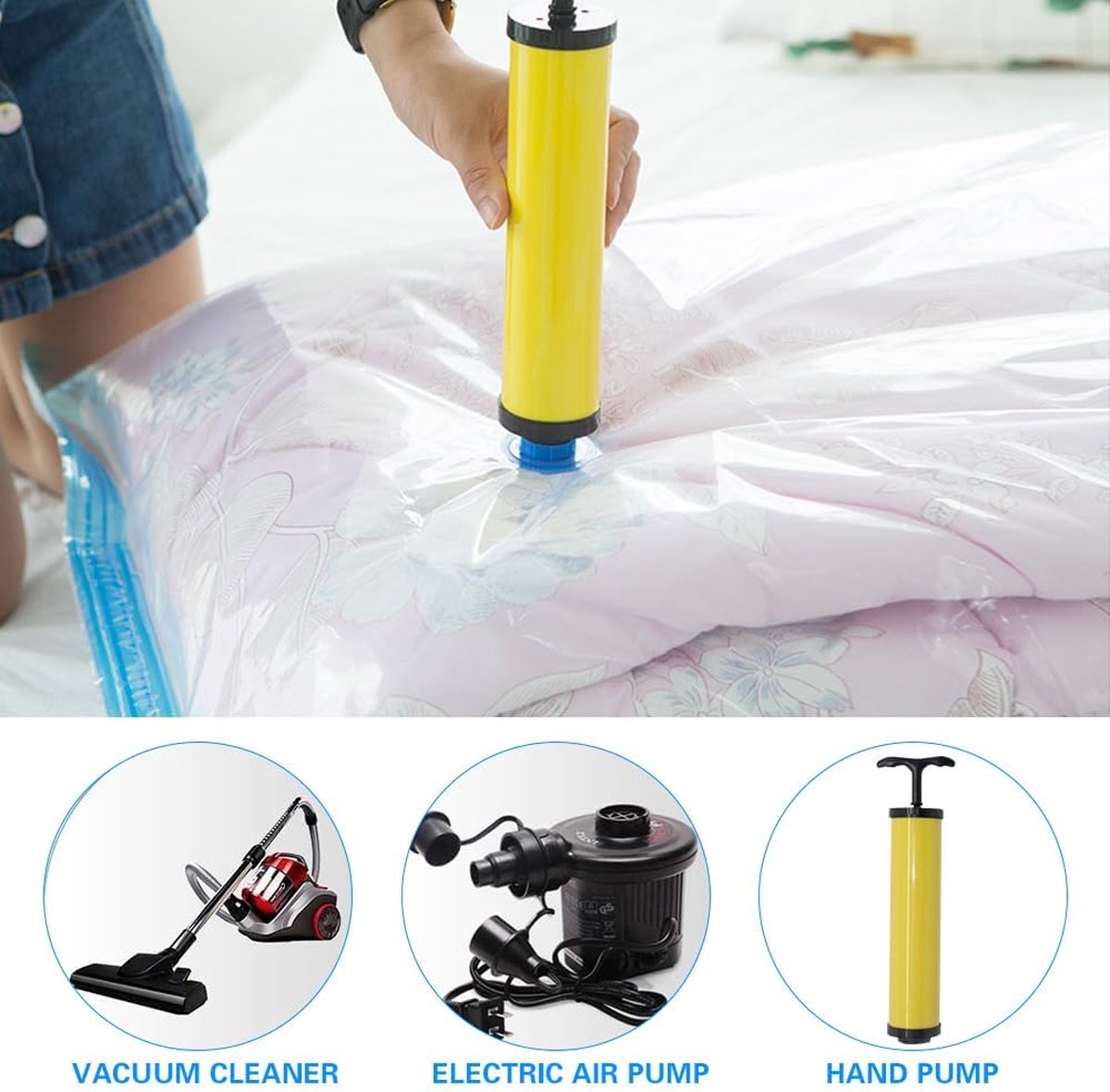 4 Sacs Sous Vide 100x130 Cm Avec Pompe Manuelle - Réutilisables, Gain De Place 80%, Pour Couettes, Vêtements