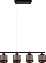 LED Hanglamp - Trion Vamos - E14 Fitting - 4-lichts - Rechthoek - Mat Zwart - Metaal