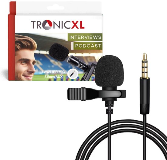 Foto: Tronicxl premium reversmicrofoon op 3 5 mm jack plug i lavalier revers mic voor smartphone mobiele telefoon camera camcorder laptop interview live video livestreaming geschikt voor youtube tiktok en meer podcast