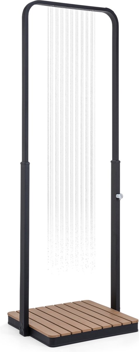 Blumfeldt Zwembad tuindouche, buitendouche voor de tuin, vloerdouche met verstelbare douchekop, mobiele vloerdouche van hout voor & sauna, houten buitendouche waterdicht, vorst- & UV-bestendig - 55 cm - voor Tuin - Opzetzwembad - Pool thumbnail 5