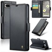 CaseMe - Hoesje geschikt voor Google Pixel 8A - Retro Wallet Book Case - Met Magnetische Sluiting - Zwart