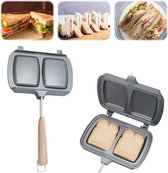 Sandwichmaker, sandwichmaker, dubbelzijdige sandwich-bakvorm braadpan, sandwich, grill, demonteren, gasfornuis, ontbijt, sandwichvorm voor ontbijtpannenkoeken, omeletten (stijl 2)