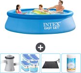 Intex Rond Opblaasbaar Easy Set Zwembad - 305 x 76 cm - Blauw - Inclusief Pomp Filters - Solar Mat - Chloor