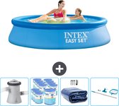 Intex Rond Opblaasbaar Easy Set Zwembad - 244 x 61 cm - Blauw - Inclusief Pomp Filters - Solarzeil - Schoonmaakset