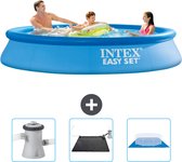 Intex Rond Opblaasbaar Easy Set Zwembad - 305 x 61 cm - Blauw - Inclusief Zwembadfilterpomp - Solar Mat - Grondzeil