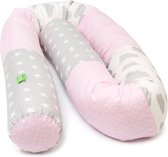 Lulando Bedbumper Minky Junior 190 Cm Polykatoen Grijs/roze/wit