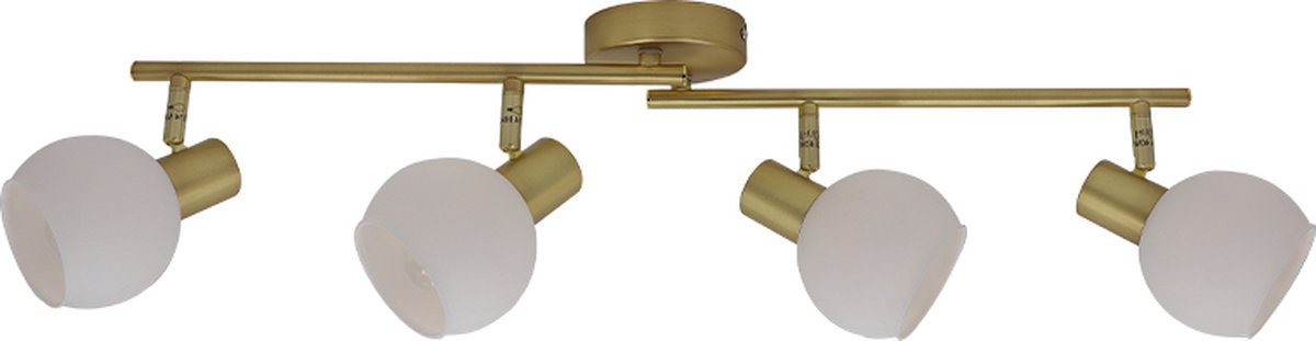 Olucia - AYLEEN - Plafondlamp - Wit / Messing - 4L - Vorm: Rechthoek
