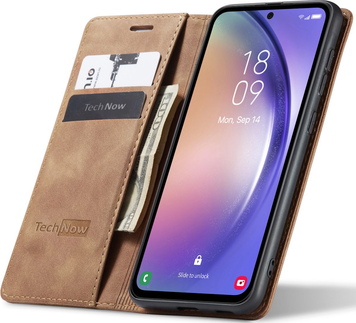 Hoesje geschikt voor Samsung Galaxy A55 - Book Case Leer Slimline Bruin