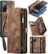 CaseMe - Telefoonhoesje geschikt voor Samsung Galaxy S20 FE - 2 in 1 Wallet Book Case - Bruin