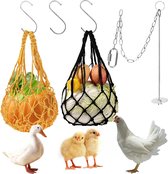 Bastix - Chicken Feeder Feeding Mesh Bag Chicken Groentehouder Pack van 2 Kip Speelgoed Accessoires RVS Spies Fruit Feeder voor Eenden Ganzen Vogels
