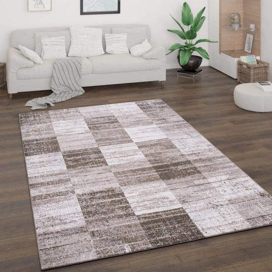 Paco Home Laagpolig Vloerkleed Woonkamer In Vintage-Used-Look Industriële Stijl 80x150 cm