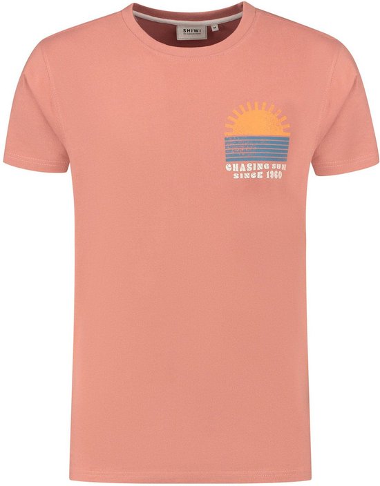 Shiwi - T-shirt Sunset Faded Pink - Heren - Maat S - Regular-fit