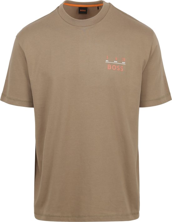 BOSS - T-shirt Backprint Lichtbruin - Heren - Maat XL - Regular-fit