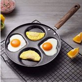 Cliste Crêpière Induction de forme coeur et ronde - Pan à crêpes - Poêle à omelettes - Appareil à omelettes - Poêle à Poffertjes - 4 compartiments - revêtement antiadhésif