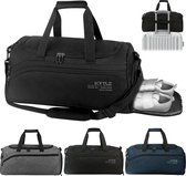 Sporttas voor dames en heren, reistas met schoenenvak en nat vak, A: zwart, Sporttassen voor dames en heren