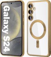 Magnetic Clear Silicone hoesje met geïntegreerde Camera Lens Protector - schokbestendig [Magsafe Magnetische Ring Case] - goud - Geschikt voor Samsung Galaxy S24