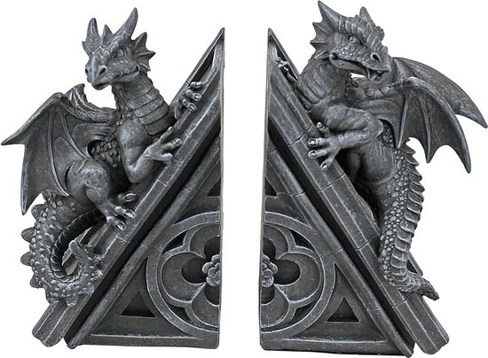 Boekenstandaarden in de vorm van Gotische draken