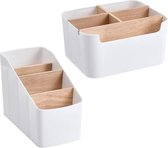 Multifunctionele houten bureau-organizer met 9 vakken - opbergdoos voor bureau-schrijfwaren en meer (wit 2 stuks) Desk Organizer