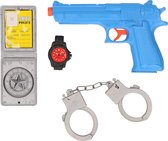 Jonotoys Politie speelgoed pistool en accessoires - kinderen - verkleed rollenspel - plastic - 13 cm