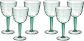 Leknes Wijnglas Gloria - 6x - transparant groen - onbreekbaar kunststof - 450ml - camping/verjaardag