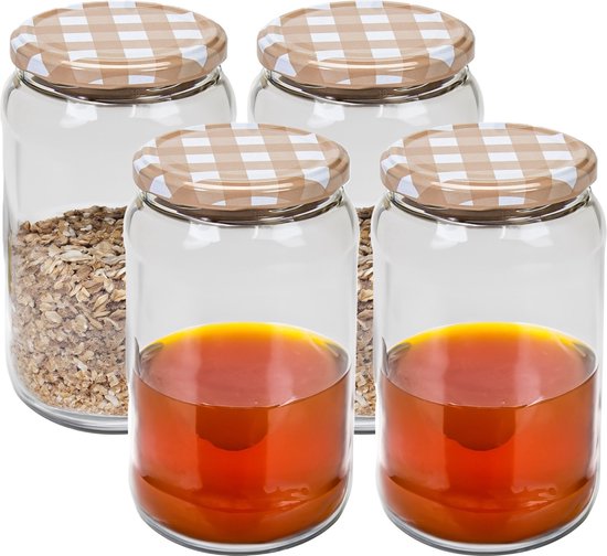 Hega Hogar Weckpot/voorraadpot Classico - 4x - 750 ml - kunststof - beige - D8 x H14 cm