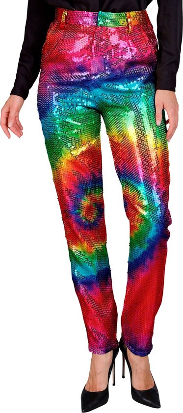 Widmann - Costume Hippie - Paillettes Color Festival Hippie Fest Pantalon Femme - Multicolore - XL - Déguisements - Déguisements
