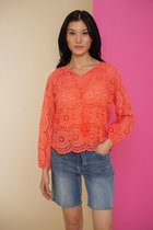 Geisha T-shirt Crochet Top Met Scalloped Details 43035 70 220 Coral Dames Maat - XXL