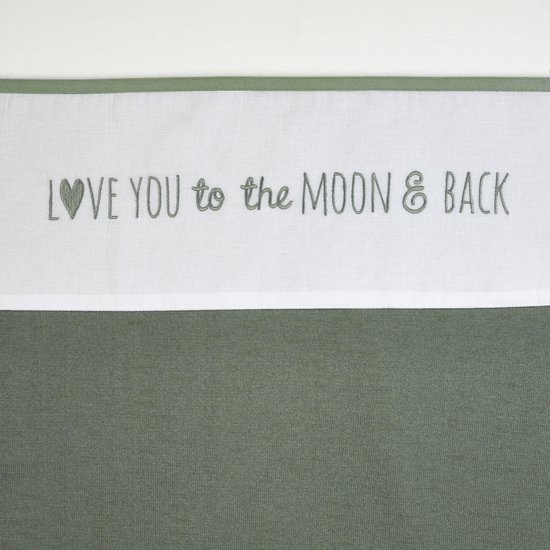 Foto: Meyco baby love you to the moon back ledikant laken forest green 100x150cm