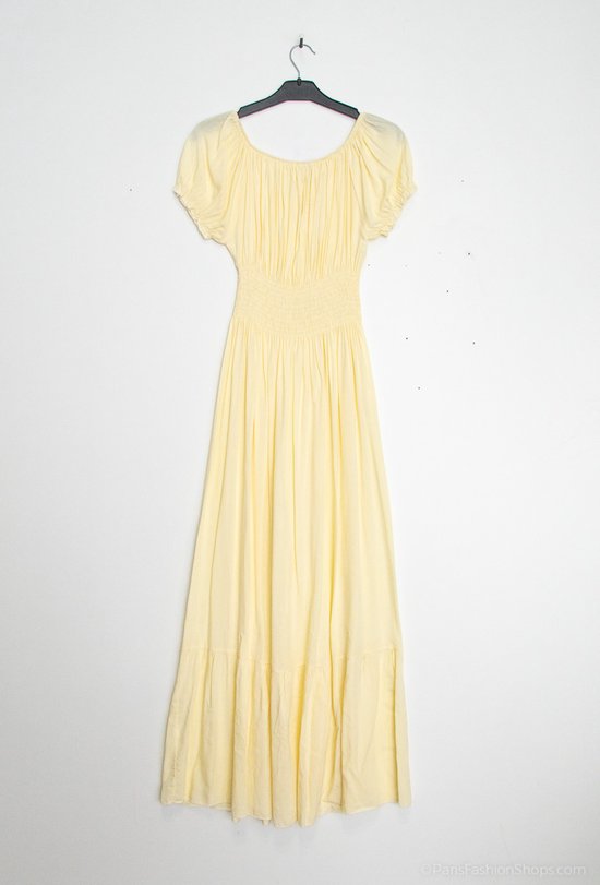 Lange dames jurk Bodine effen motief licht geel Maat L/XL strandjurk