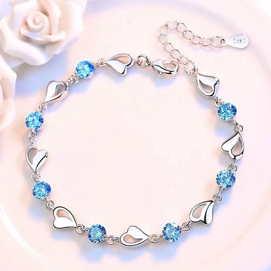 Armband met zirkonia blauw