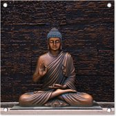 Tuinposters Boeddha - Buddha beeld - Bruin - Spiritueel - Meditatie - 50x50 cm - Tuindoek - Buitenposter
