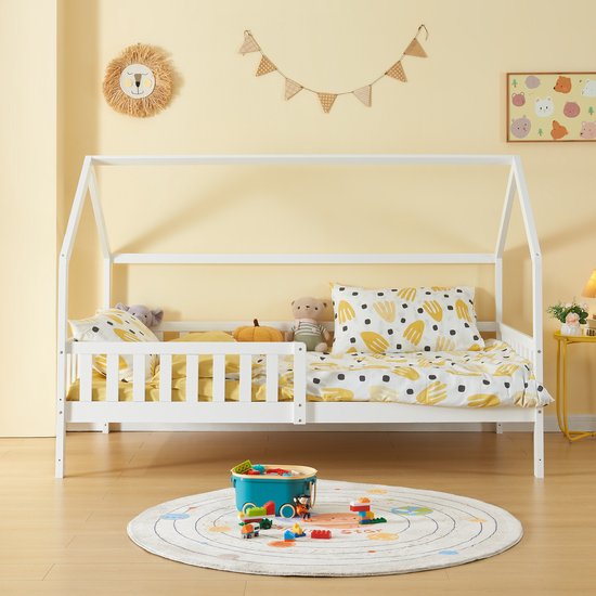 Lit enfant Lit maison Ydre avec sommier 120x200 cm blanc [en.casa]