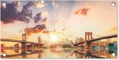 Tuinposter New York - Brooklyn - Bridge - Zonsondergang - 60x30 cm - Tuindoek - Buitenposter