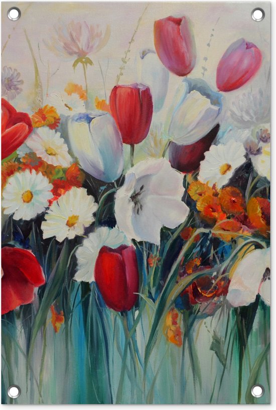 Schilderij - Olieverf - Bloemen - Tuindoek